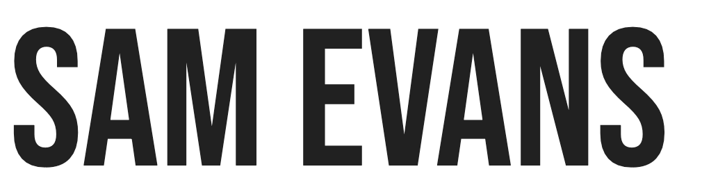 Site logotype for Sam Evans in Bebas Neue